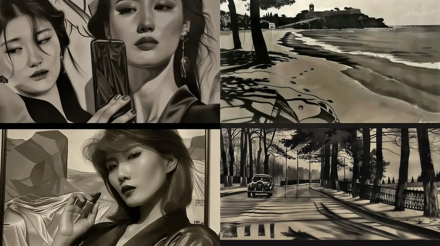 Elegant and Timeless Monochrome Aesthetic - Midjourney sref style