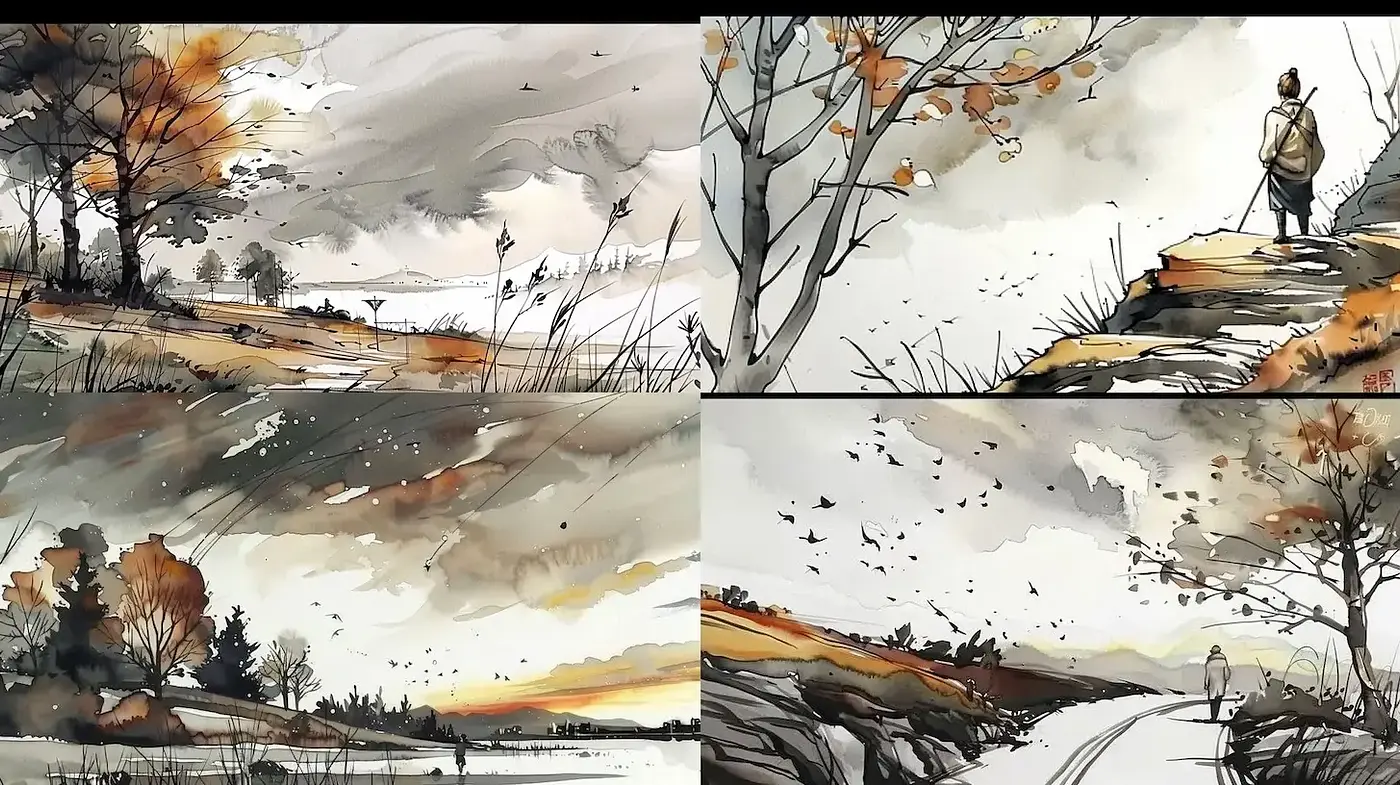 Serene Watercolor Landscapes with a Tranquil Aesthetic - Midjourney sref style