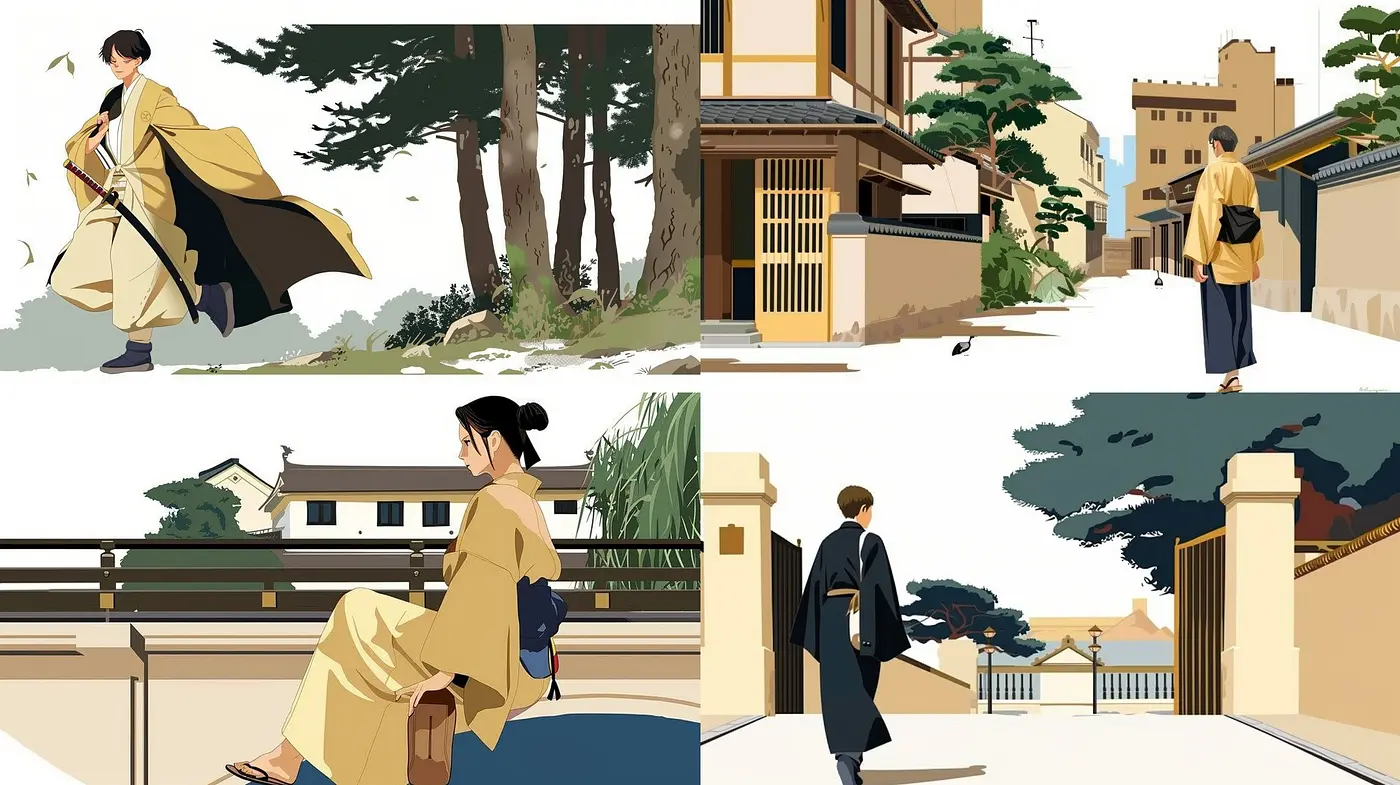 Serene Elegance: A Consistent Artistic Fusion of Traditional Japanese Aesthetics with Modern Minimalism - Midjourney sref style