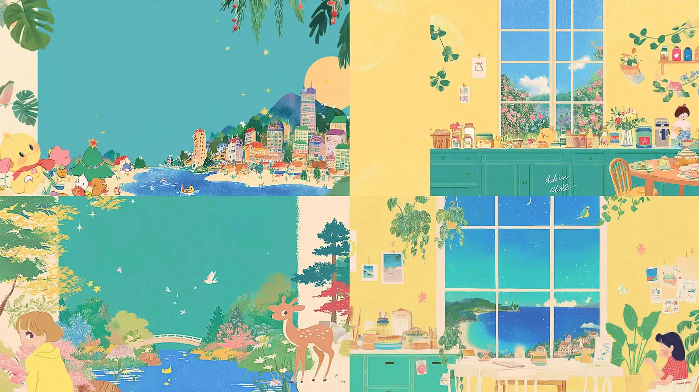 Whimsical and Dreamy Illustrations with Soft Vibrant Colors - Midjourney sref style