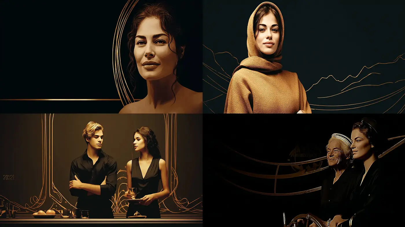 Elegant and Minimalist Portraiture with Rich Textural Elements - Midjourney sref style