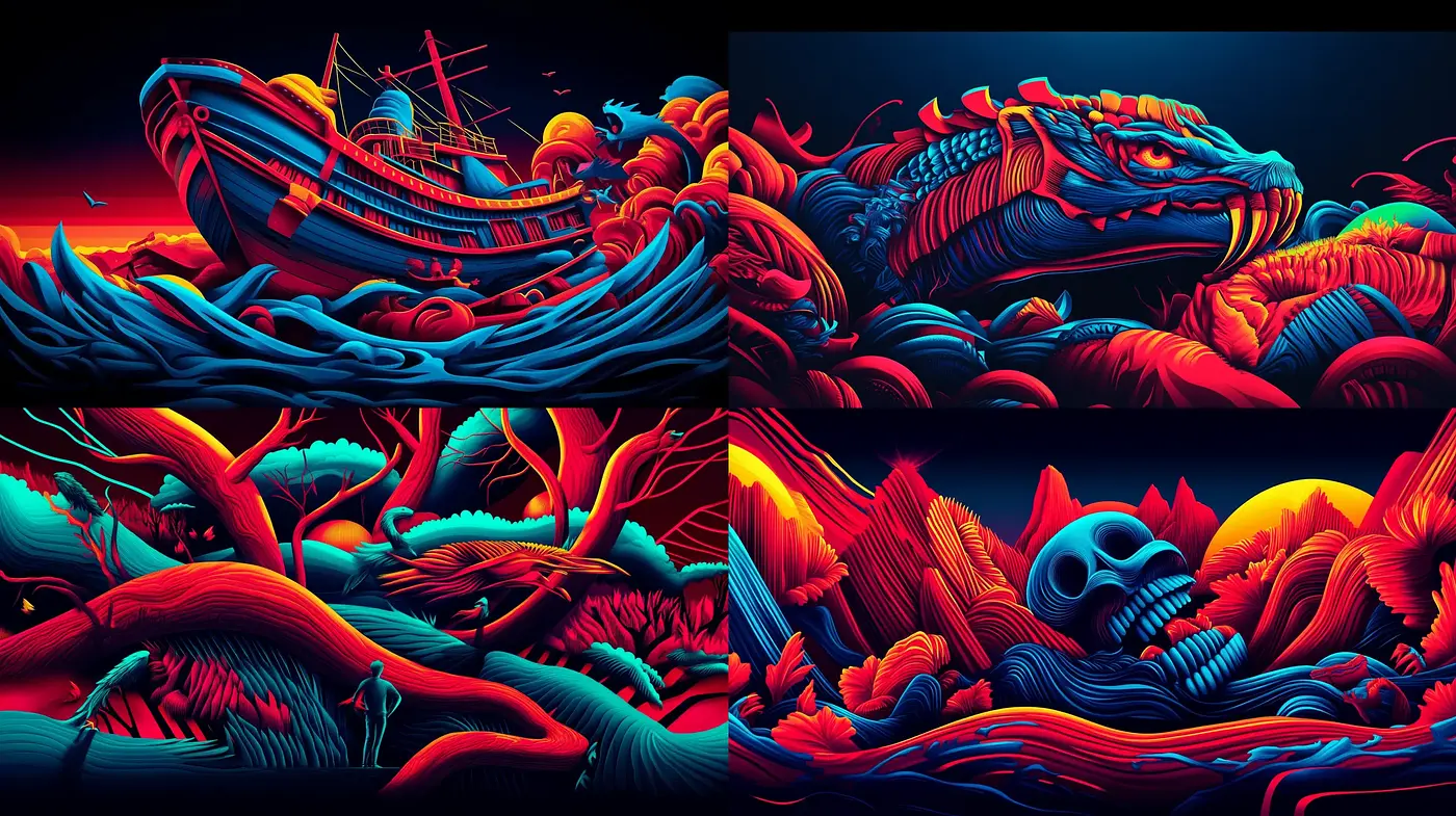 Neon-Noir Fantasia: A Synesthetic Journey Through Luminous Dreams - Midjourney sref style