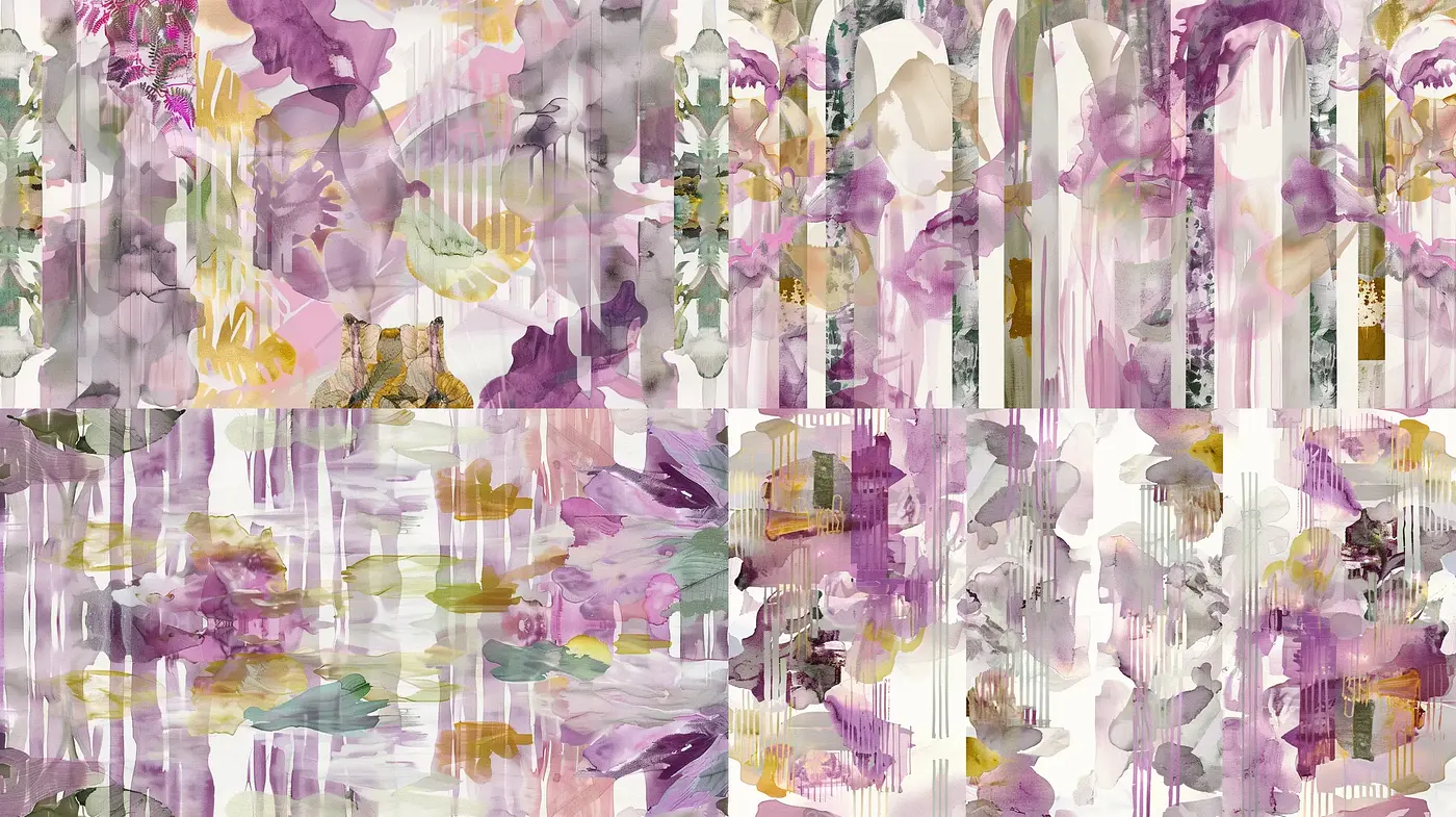 Abstract Watercolor Mosaic Blending Ethereal Tones - Midjourney sref style