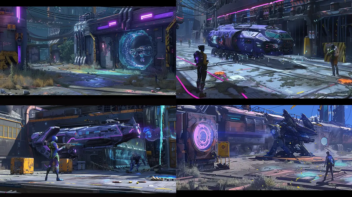 Futuristic Dystopian Streetscape: A Fusion of Neon Cyberpunk and Urban Decay - Midjourney sref style