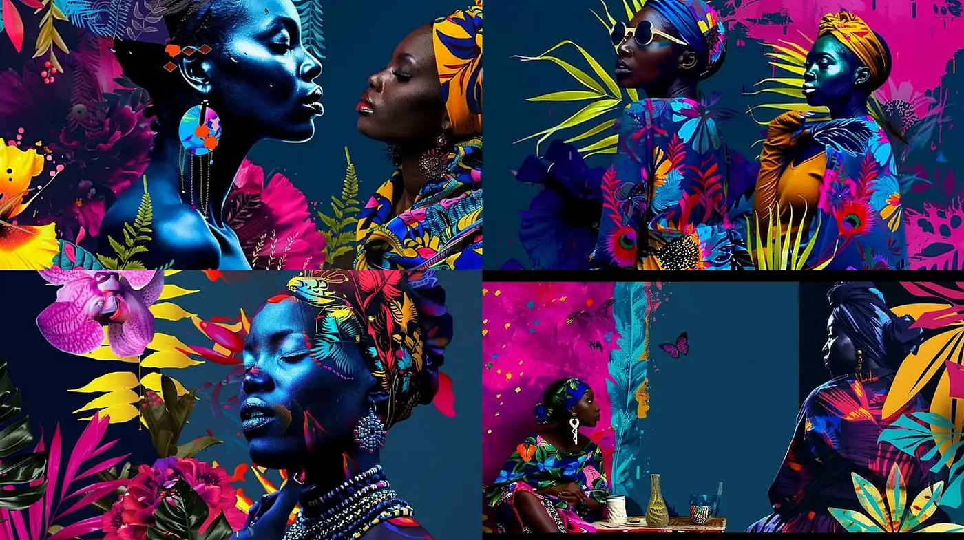 Vivid Afrofuturism Bloom with Prismatic Elegance - Midjourney sref style