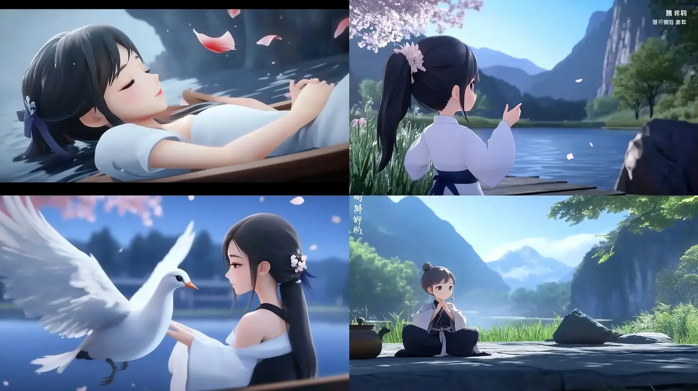 Serene Elegance in Anime-Inspired Nature Vistas - Midjourney sref style