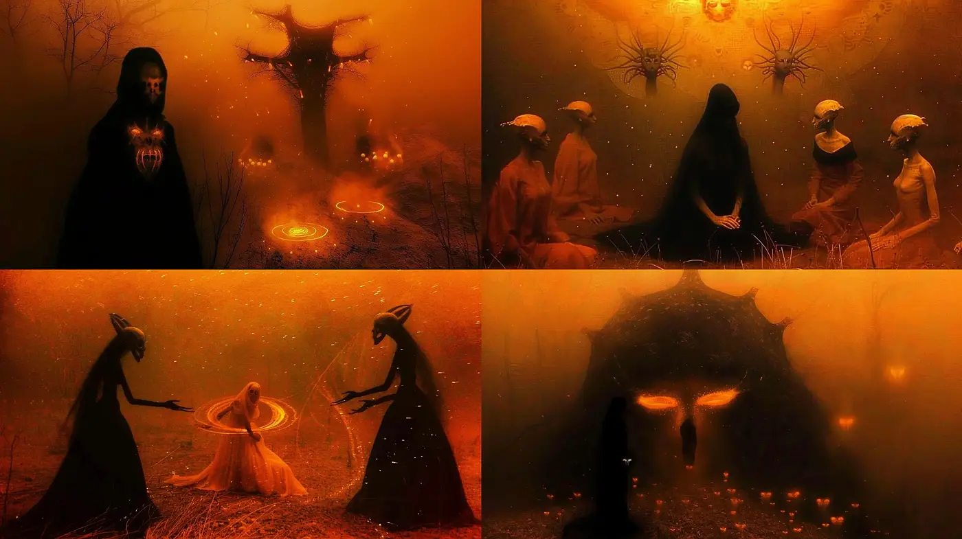 Ethereal Twilight: A Mysterious Fusion of Surrealism and Gothic Fantasy - Midjourney sref style