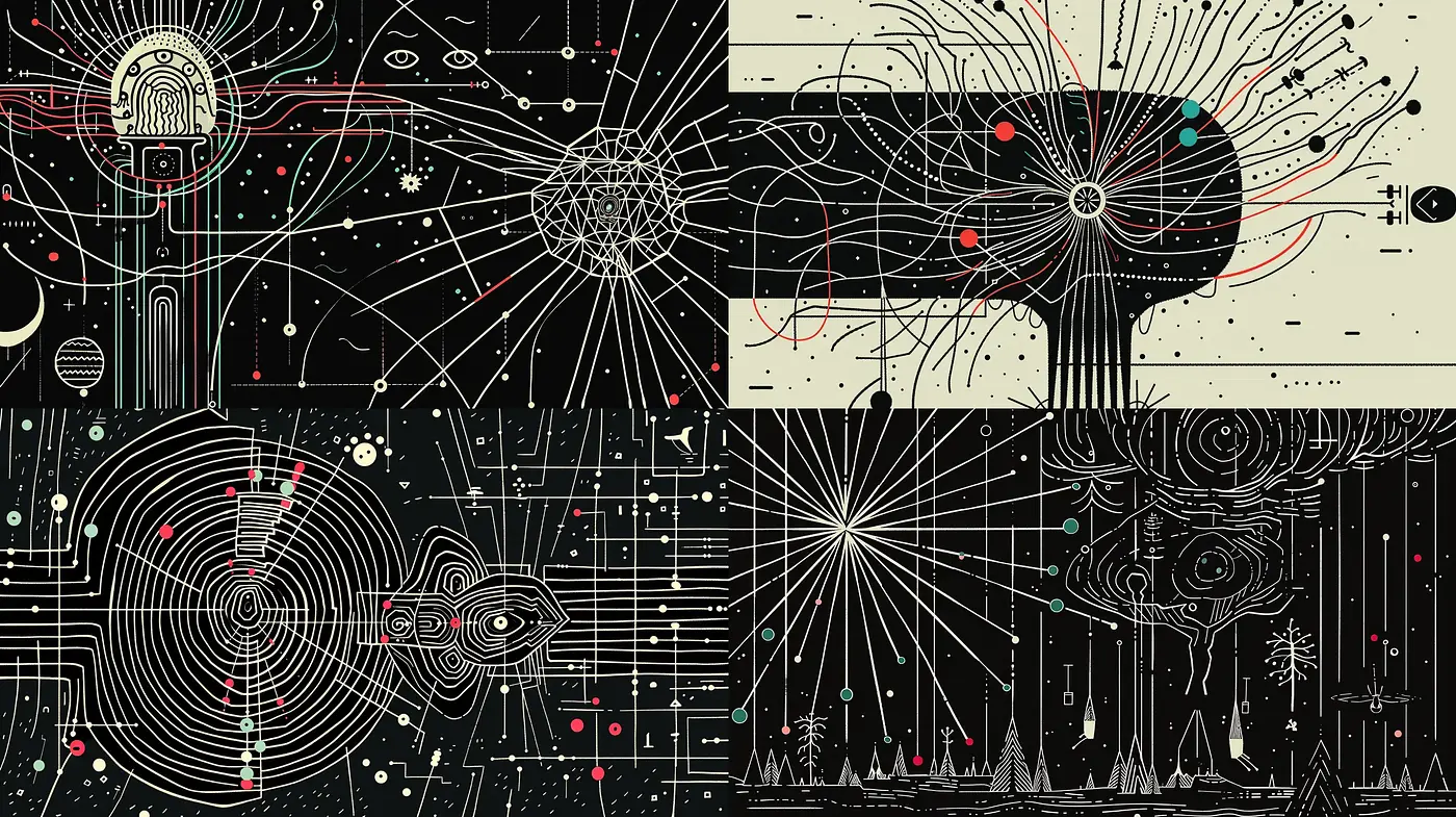 Abstract Technological Constellation Artwork - Midjourney sref style