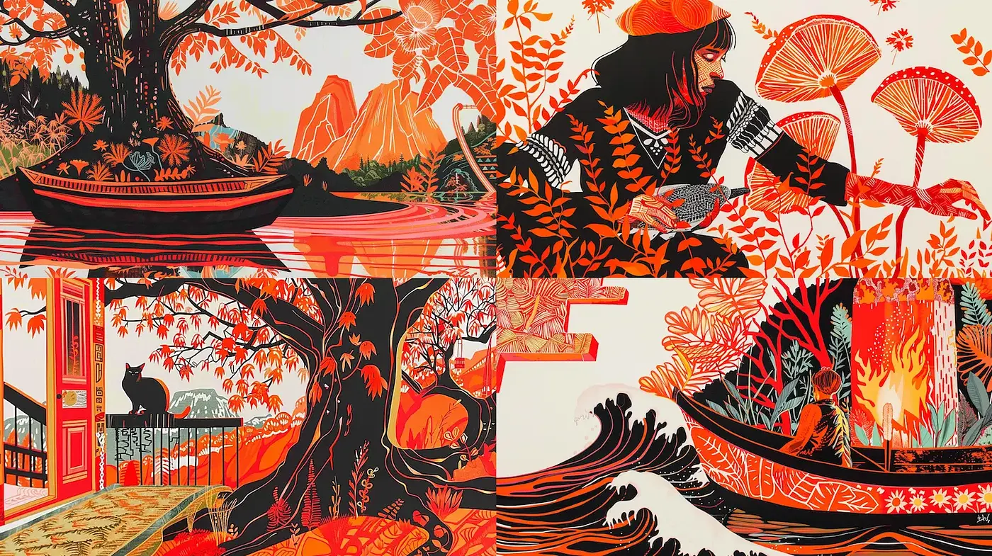 Vibrant surrealism with intricate detail and a harmonious color scheme - Midjourney sref style