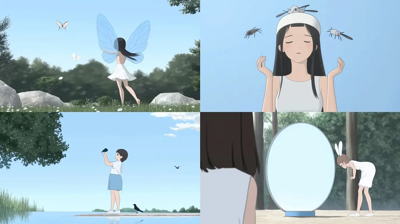 Ethereal Anime-Inspired Pastoral Scenes with Serene Hues - Midjourney sref style