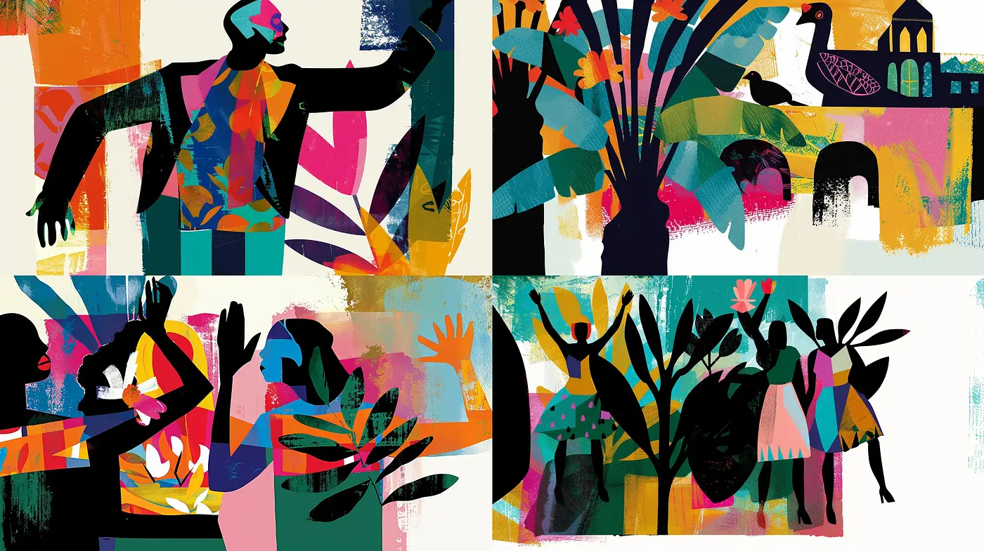 Eclectic Collage of Abstract and Figurative Elements - Midjourney sref style