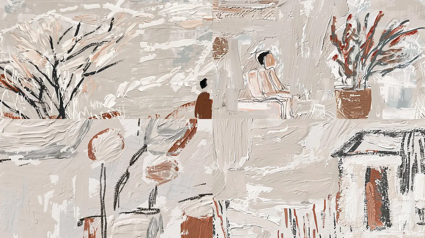 Echoes of Serenity: A Cohesive Exploration in Muted Earth Tones and Abstract Impressionism - Midjourney sref style