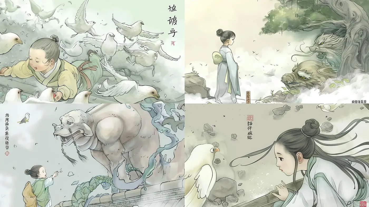 Mystical Eastern Illustrative Narrative - Midjourney sref style