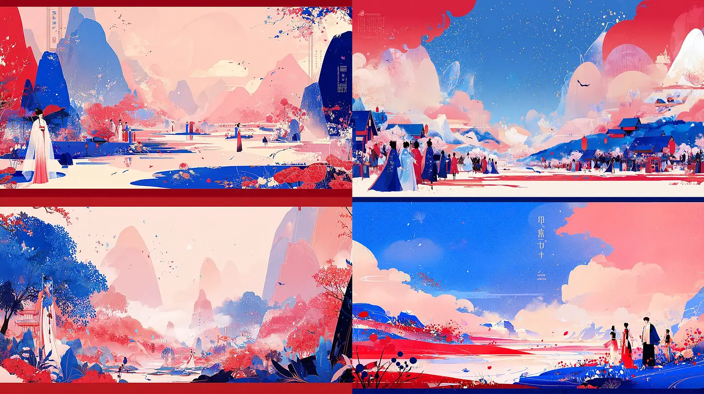 Serene and Vivid Landscape with Harmonious Elements - Midjourney sref style