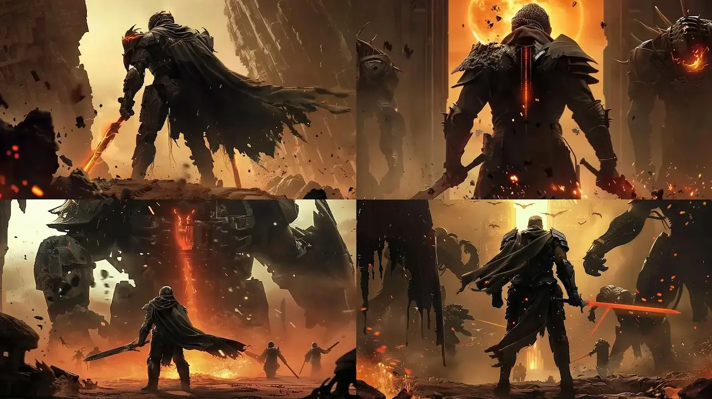Dramatic Fantasy with Dark Lore Elements and Strong Visual Tension - Midjourney sref style