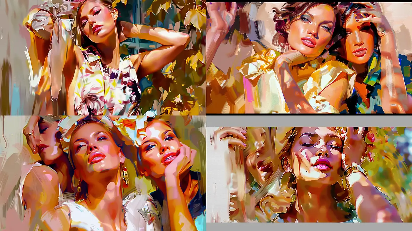 Sunlit Expressive Brushwork Portraiture - Midjourney sref style