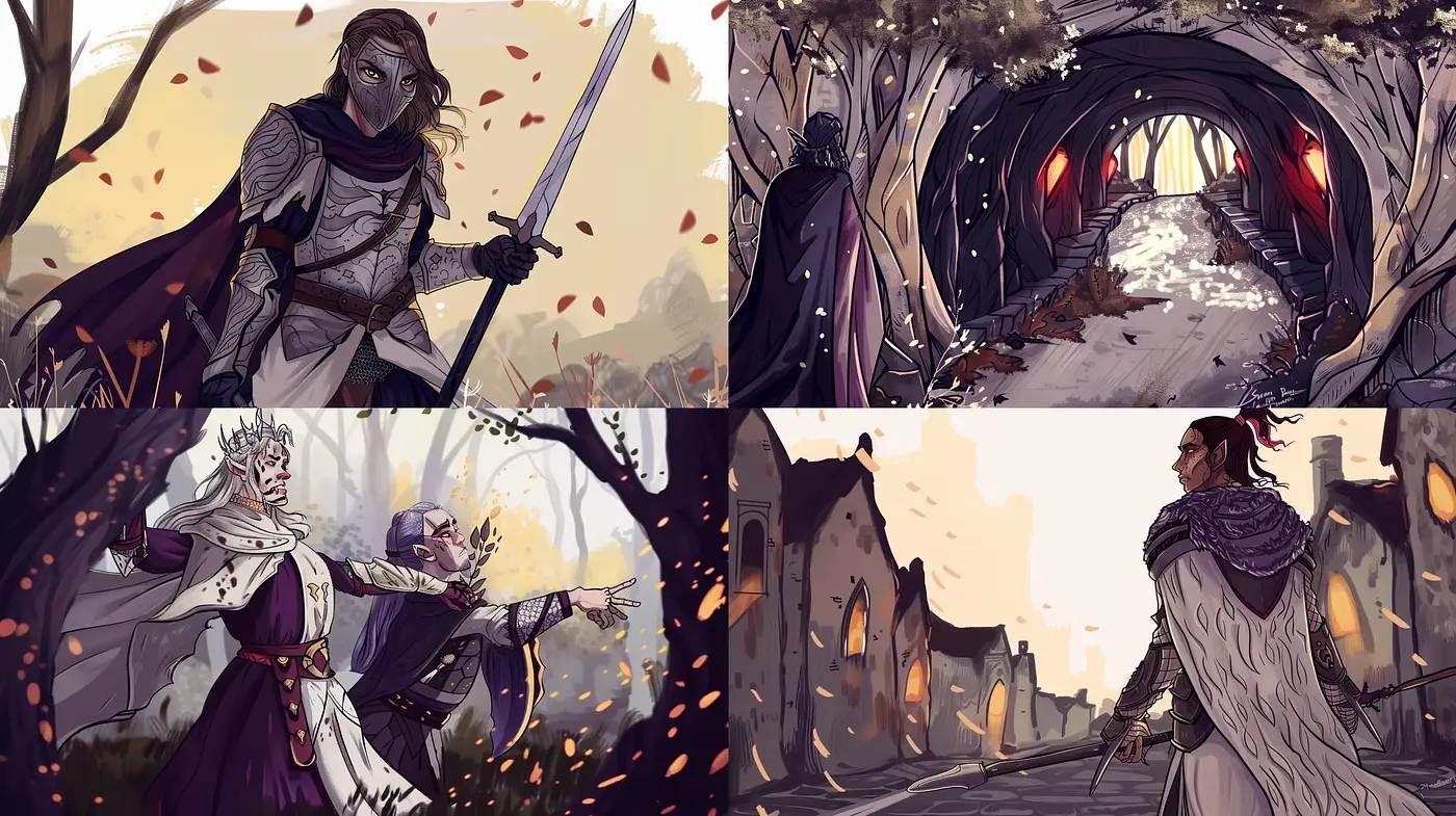 Consistent Elements of Stylized Medieval Fantasy Illustrations - Midjourney sref style