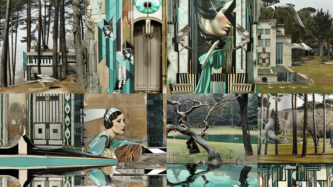 Surreal Art Deco Fusion with Ethereal Overtones - Midjourney sref style
