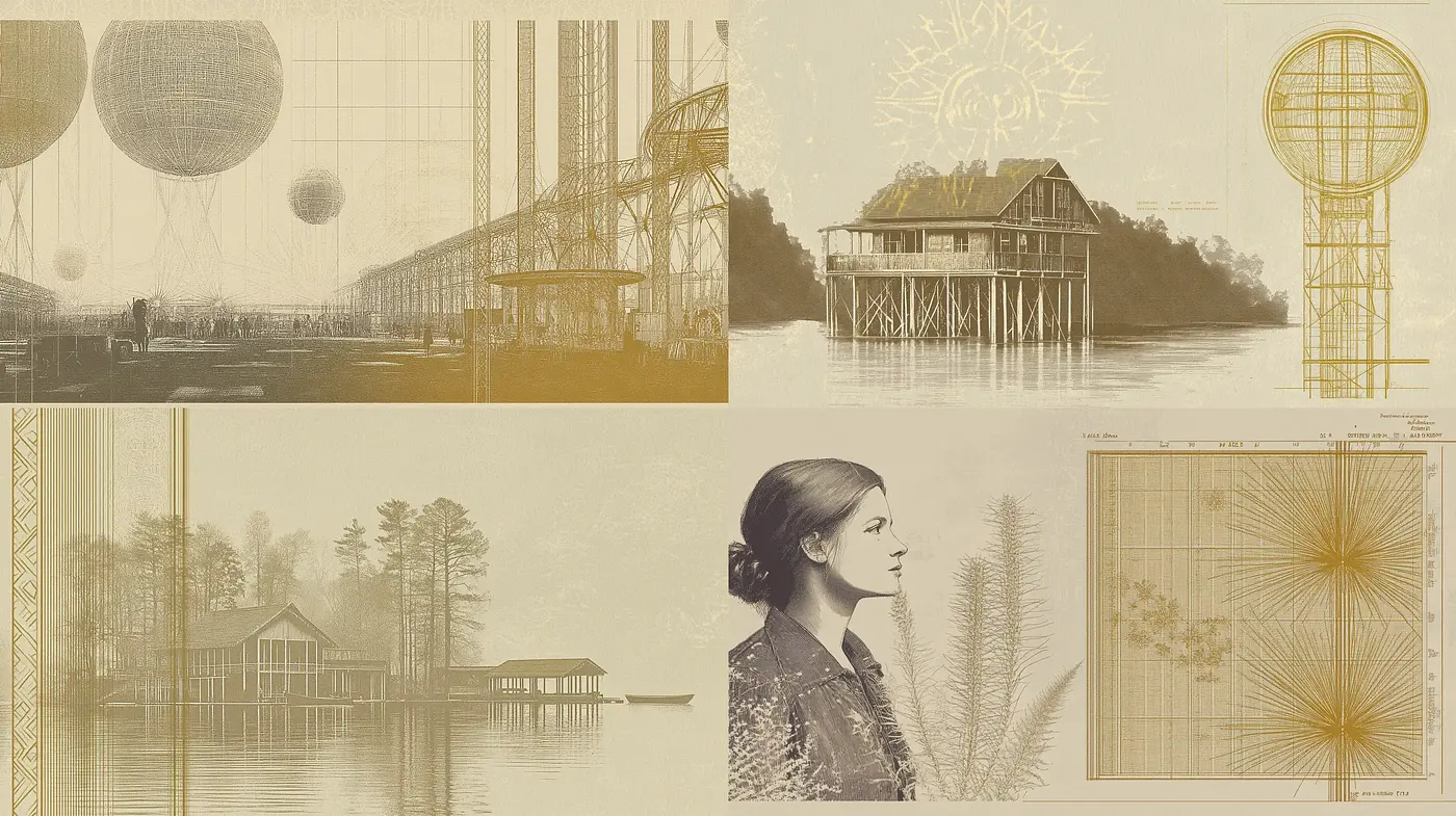 Antique Sepia Architectural Dreamscape - Midjourney sref style