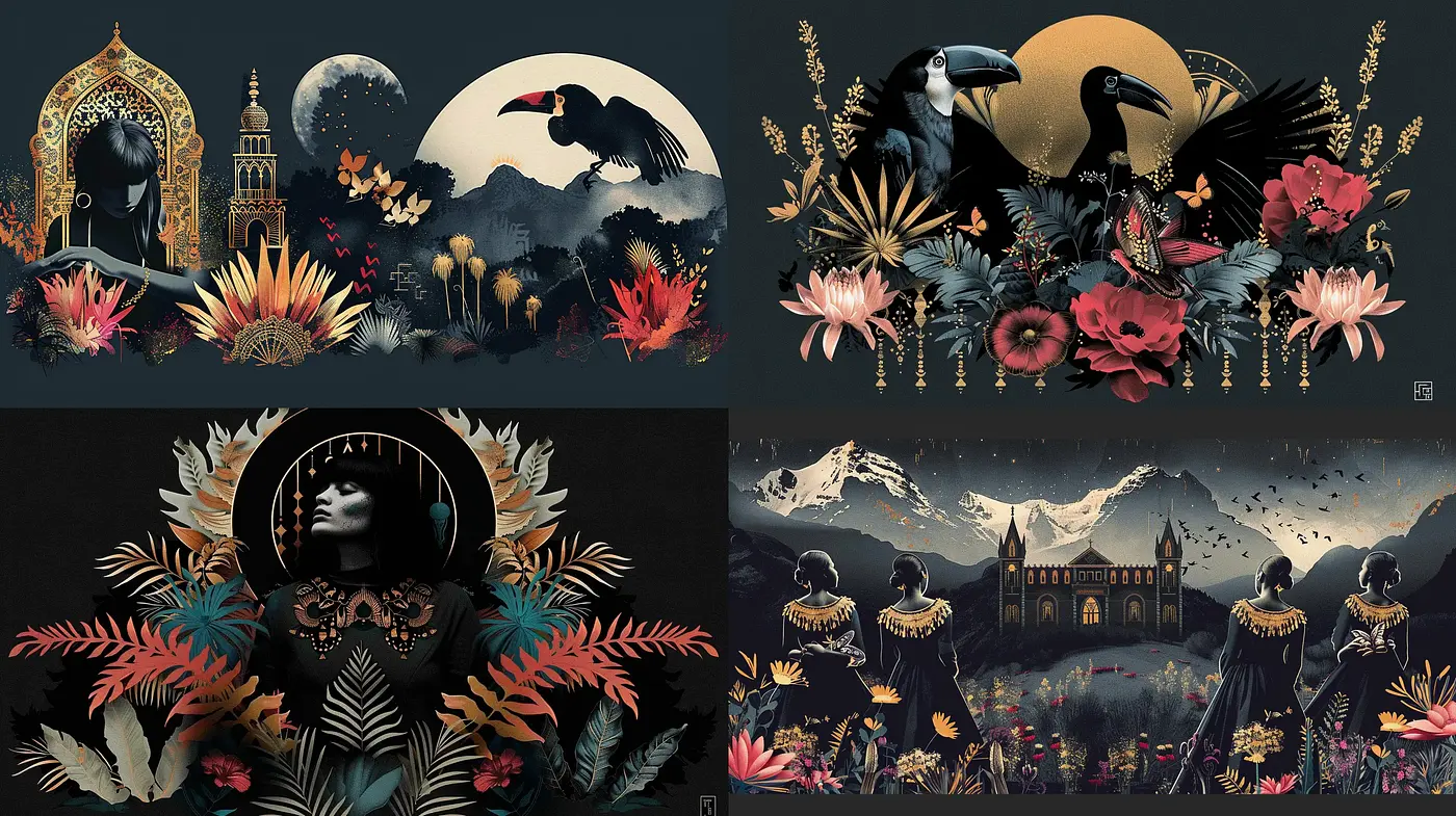Nocturnal Botanical Elegance with Gothic Overtones - Midjourney sref style