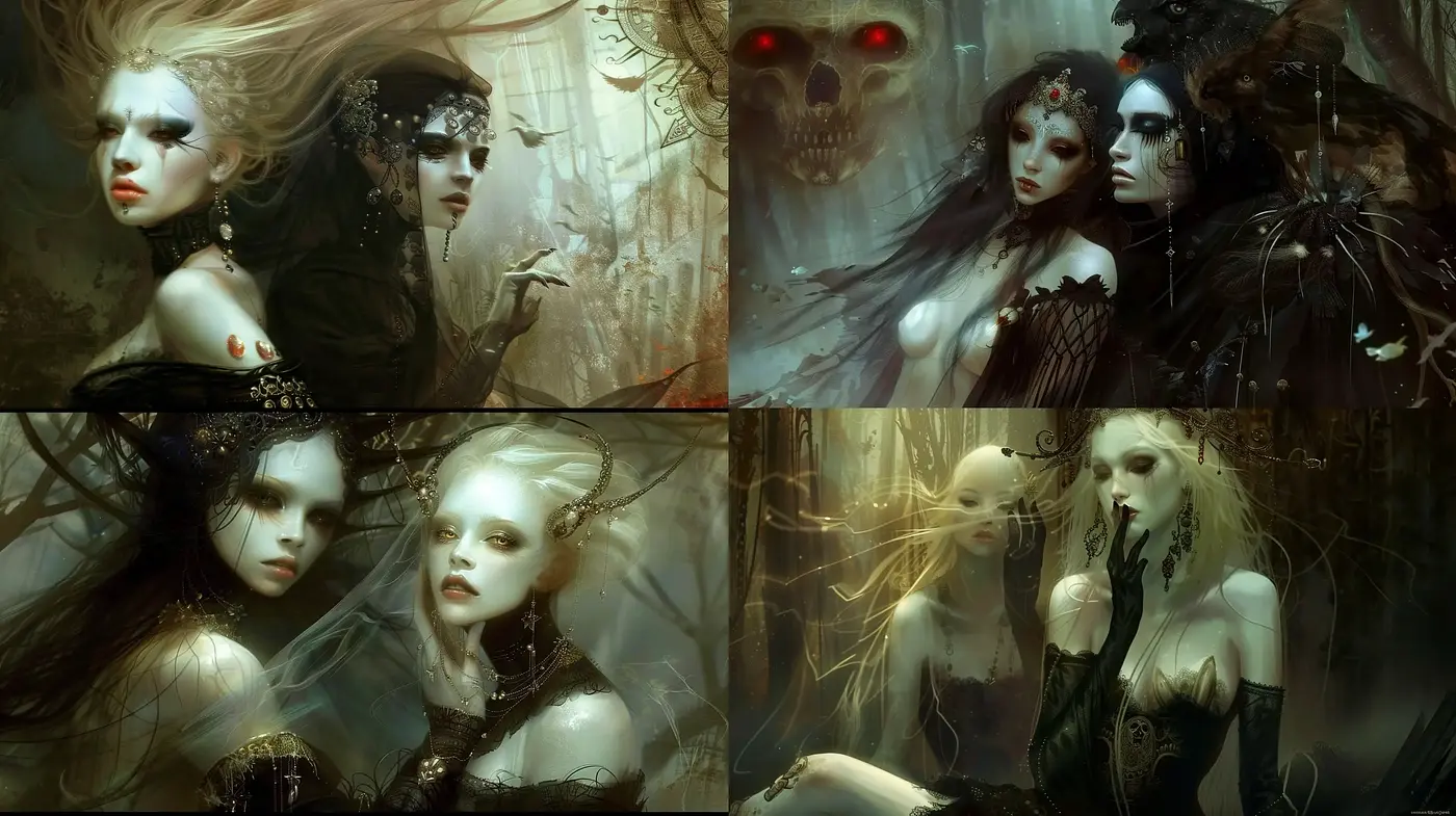Ethereal Gothic Elegance with Surreal Overtones - Midjourney sref style