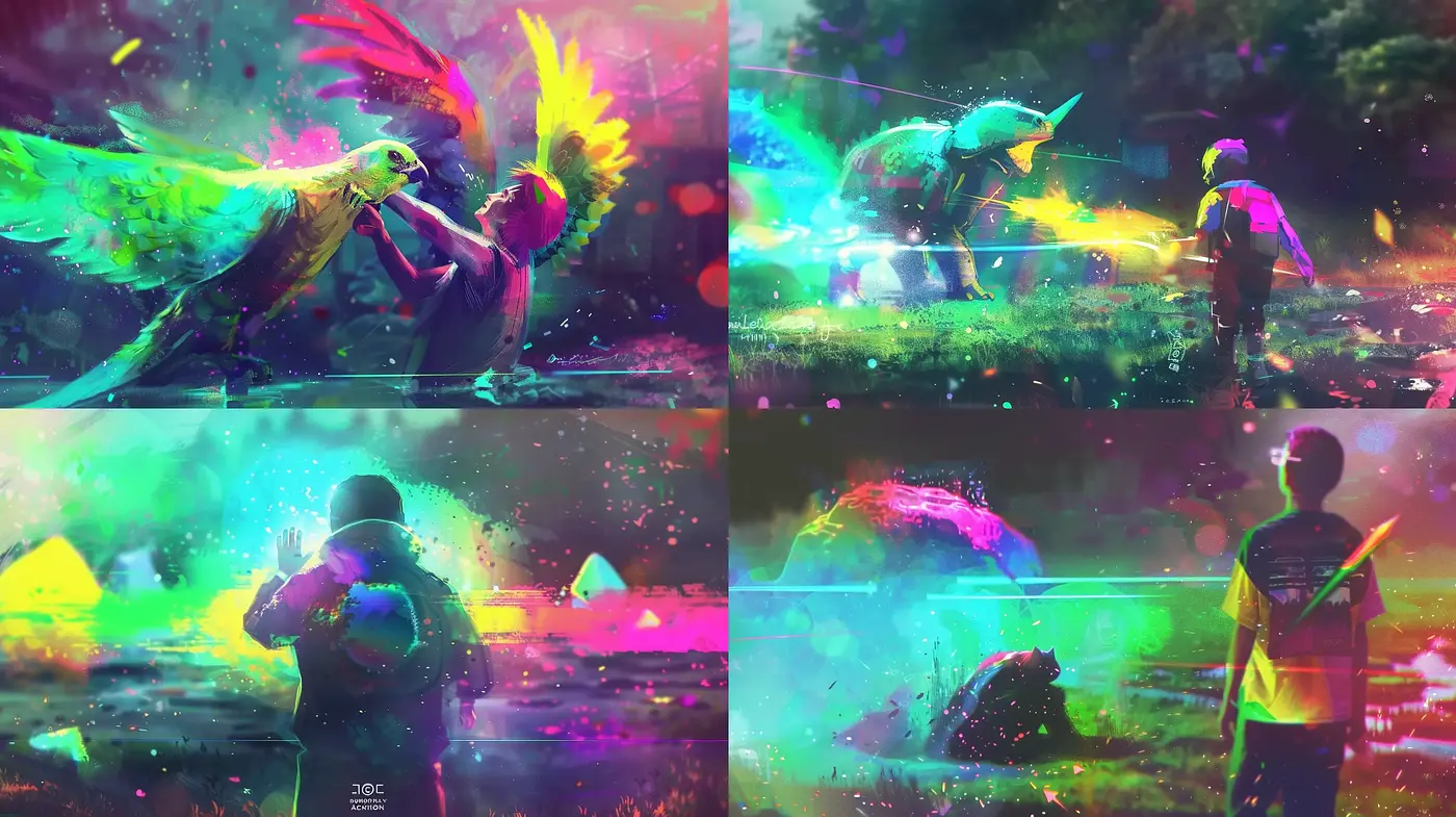 Chromatic Symphony: An Explosion of Neon Impressionism - Midjourney sref style