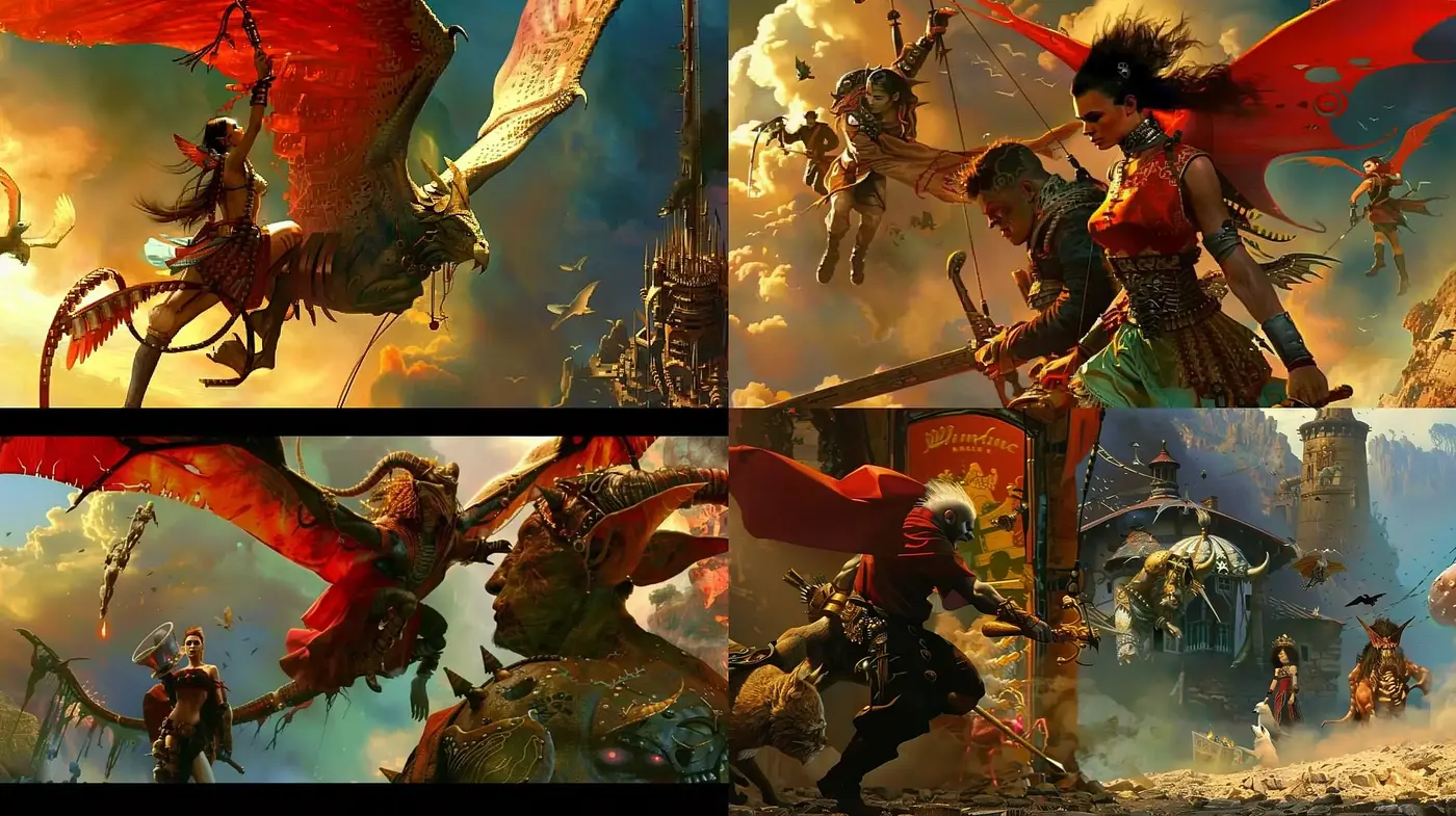 Epic Fantasy Saga in Warm Hues and Cinematic Detail - Midjourney sref style