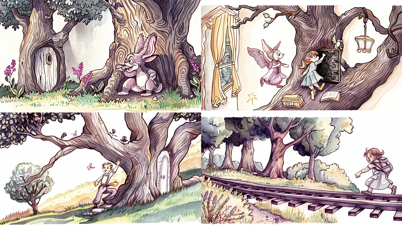 Enchanted Storybook Whimsy: A Fusion of Fantasy and Pastel Storytelling - Midjourney sref style