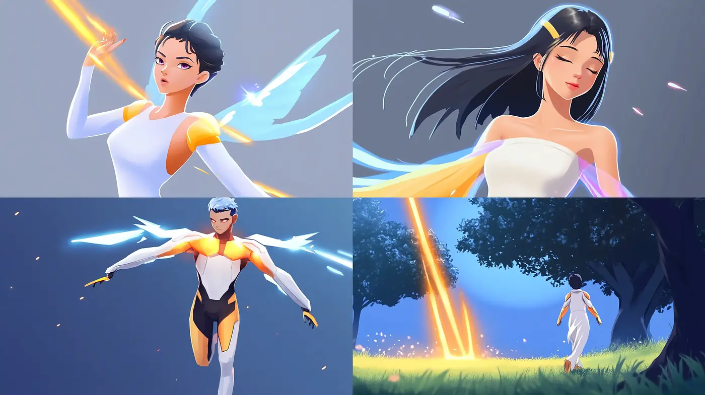 Ethereal Glow of Graceful Stylized Characters in Serene Environments - Midjourney sref style