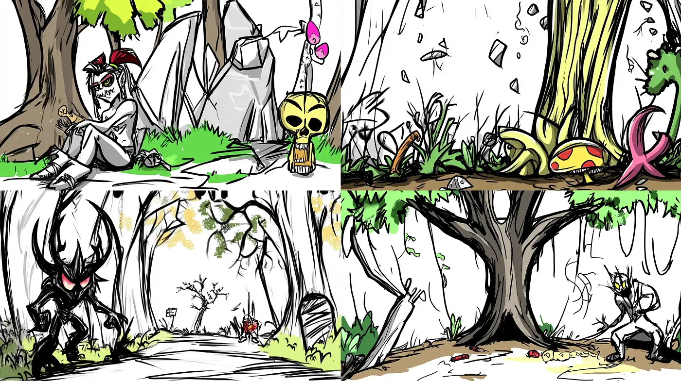 Whimsical Sketchbook Journey Through Enchanted Forests - Midjourney sref style