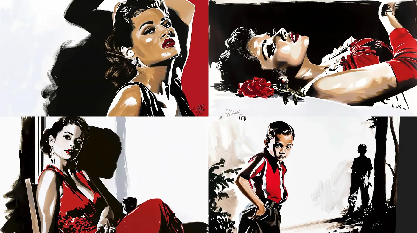 Striking Contrast in Modern Stylized Realism - Midjourney sref style