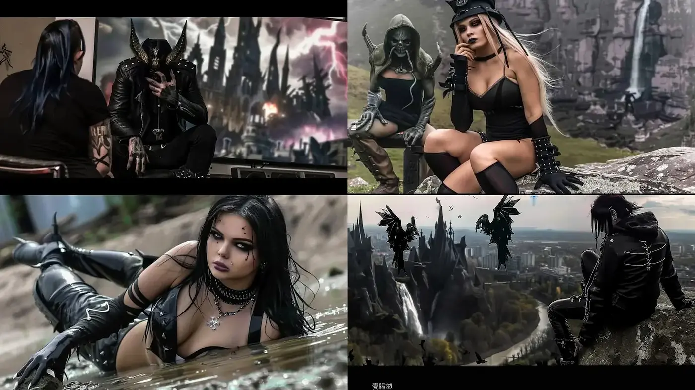 Gothic Fantasy Aesthetic with Dark Urban Influences - Midjourney sref style
