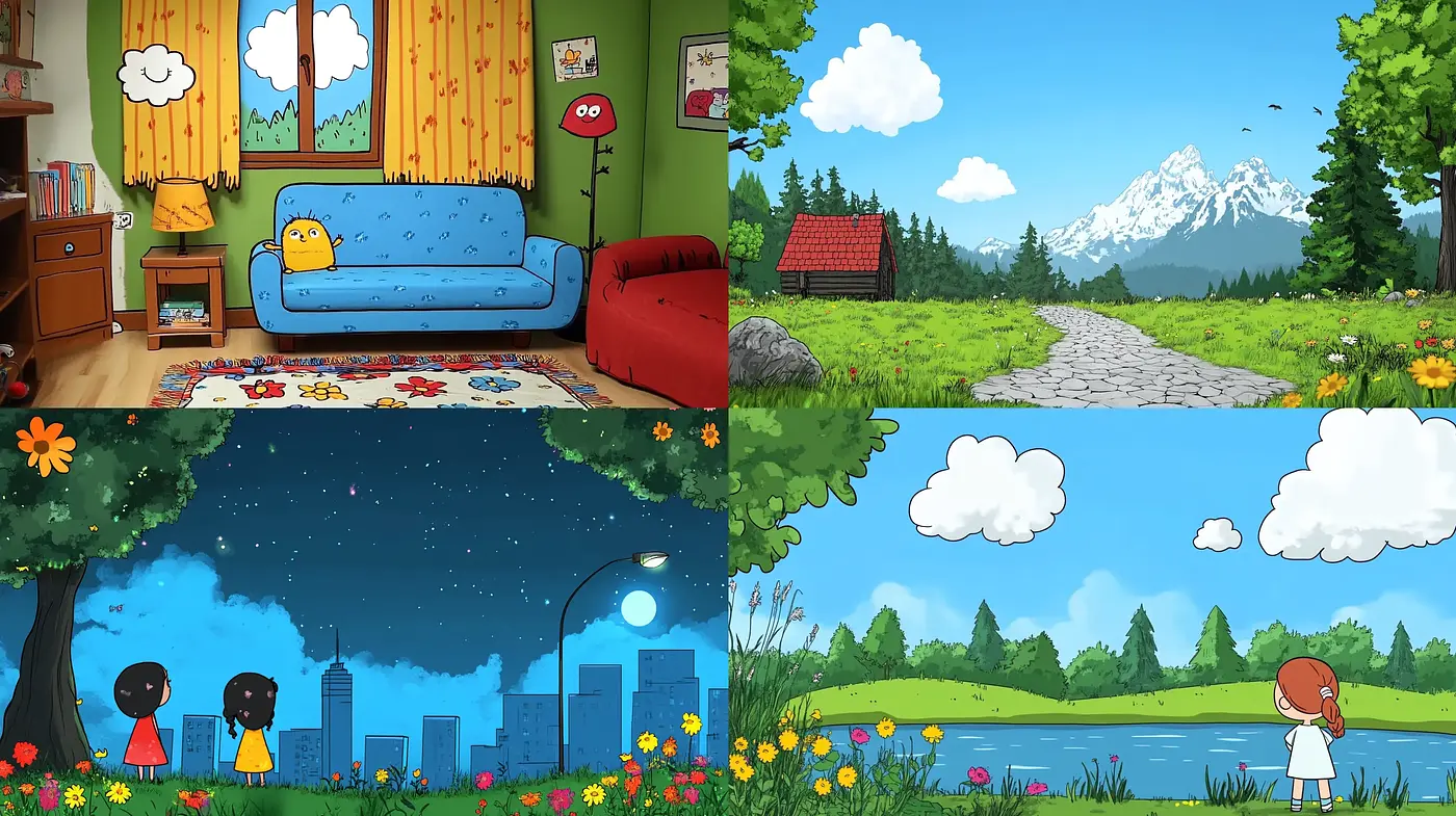 Bright and Clean Illustrated Vignettes with a Storybook Charm - Midjourney sref style
