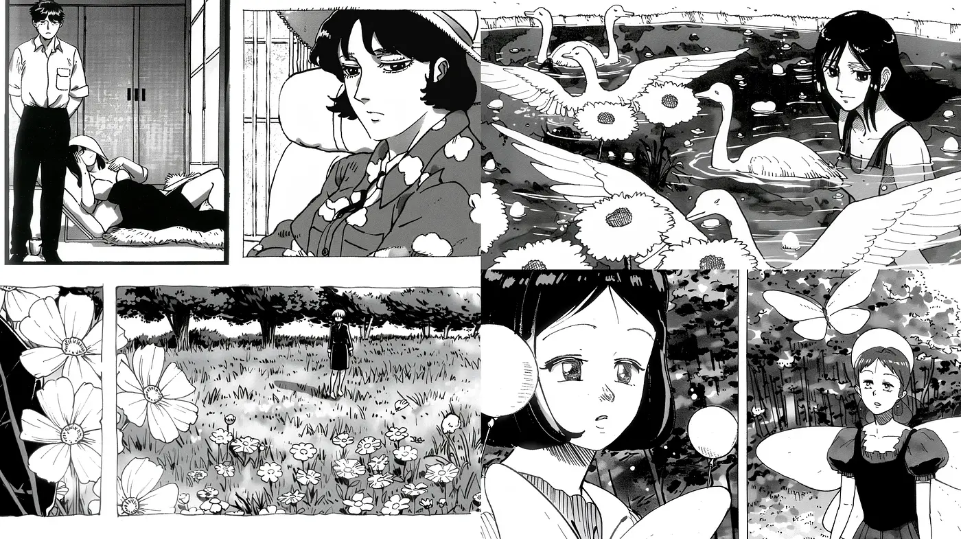 Monochromatic Manga-Inspired Vignettes with Emotional Depth - Midjourney sref style
