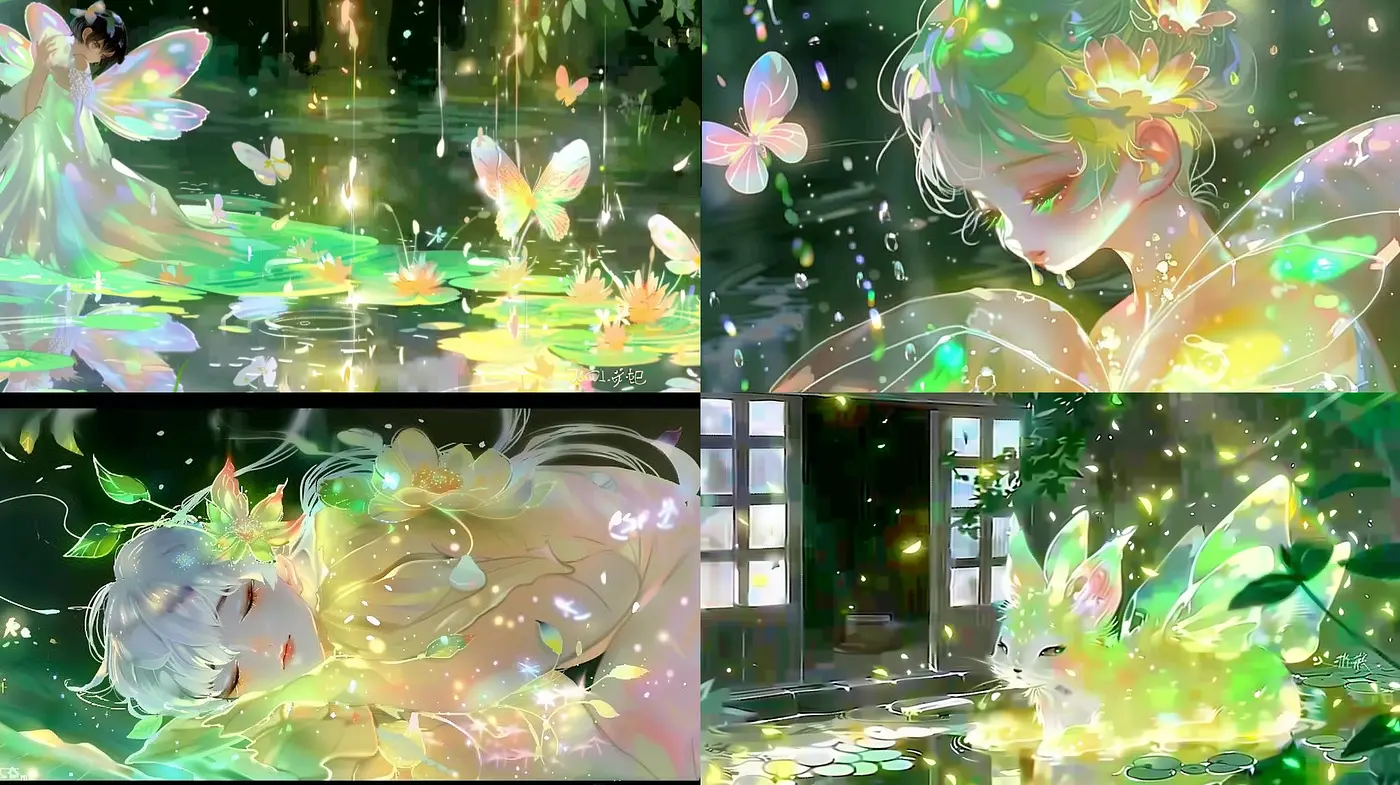 Luminous Ephemeral Dreamscape: A Synthesis of Vivid Florals and Soft Luminosity in Ethereal Portrayals - Midjourney sref style