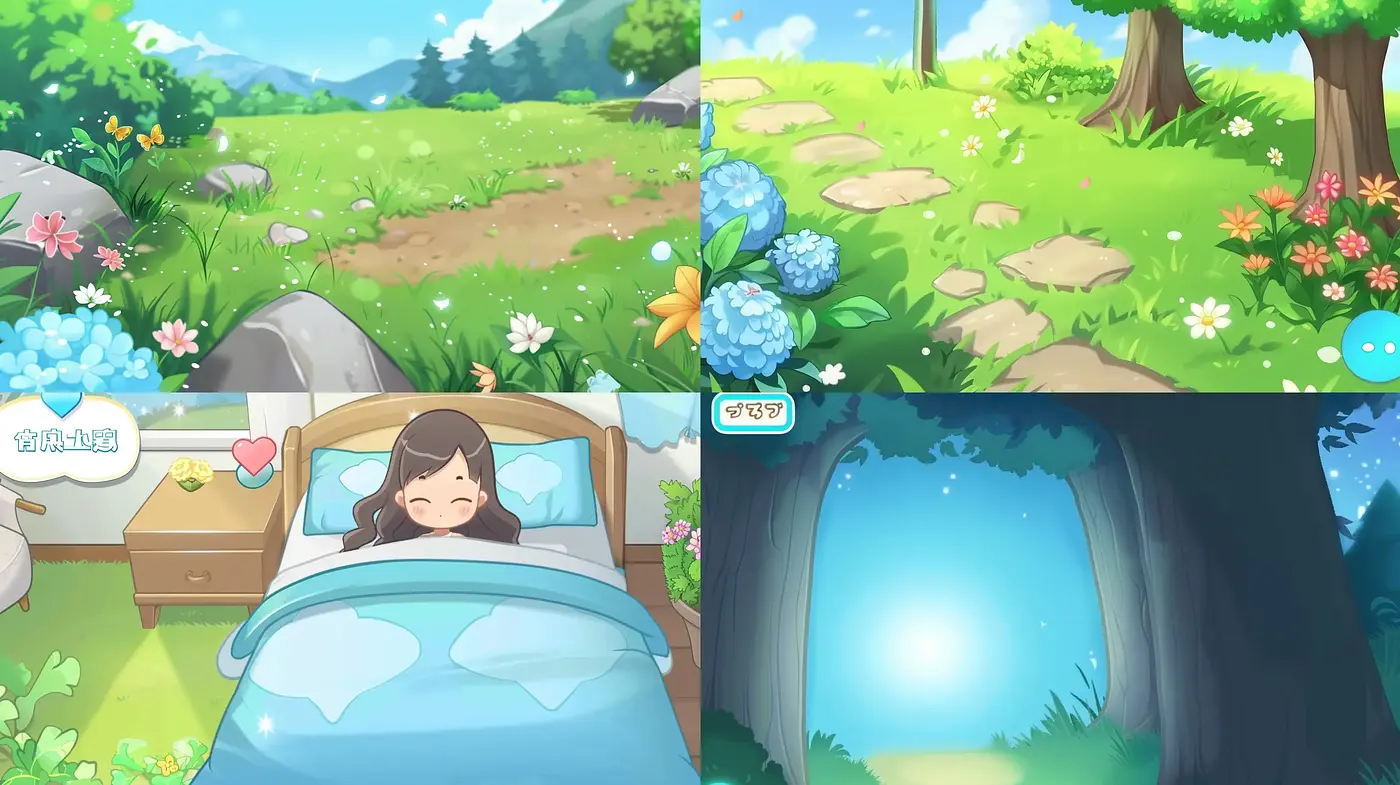 Enchanting Pastoral Dreamscape: Vivid Nature and Soft Expressions - Midjourney sref style