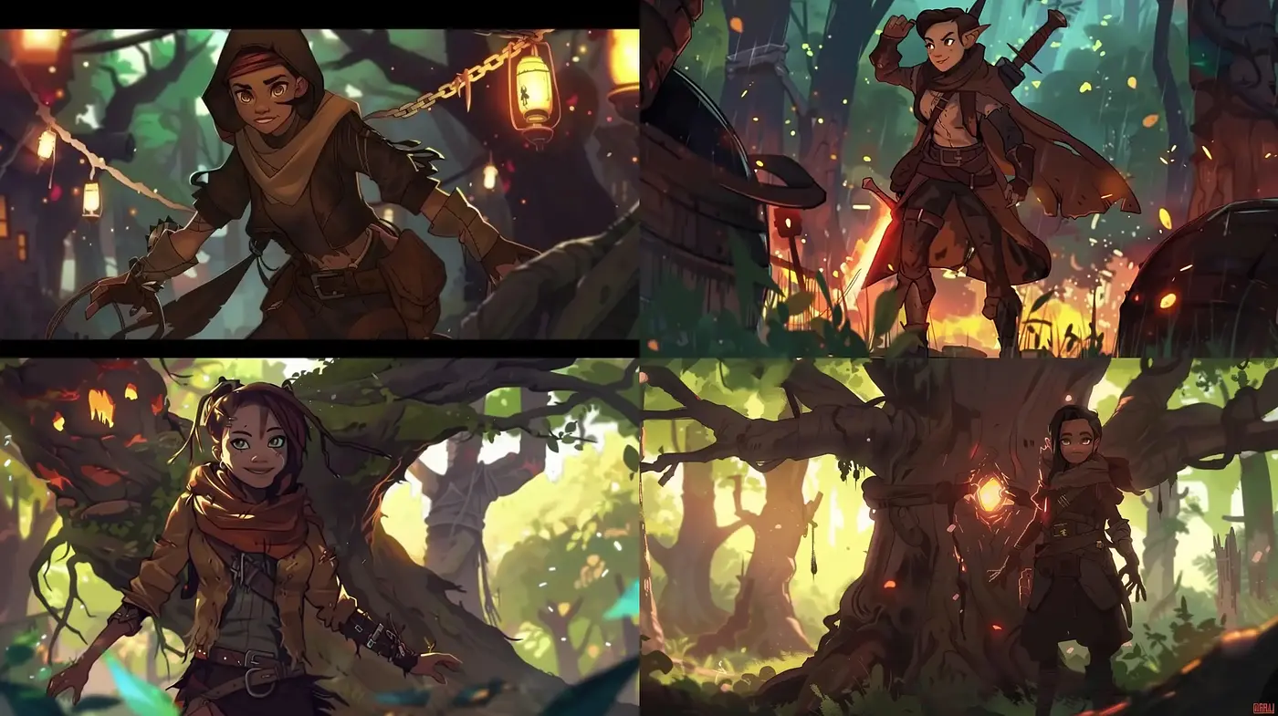 Ethereal Fantasy Adventure in Enchanted Woods - Midjourney sref style