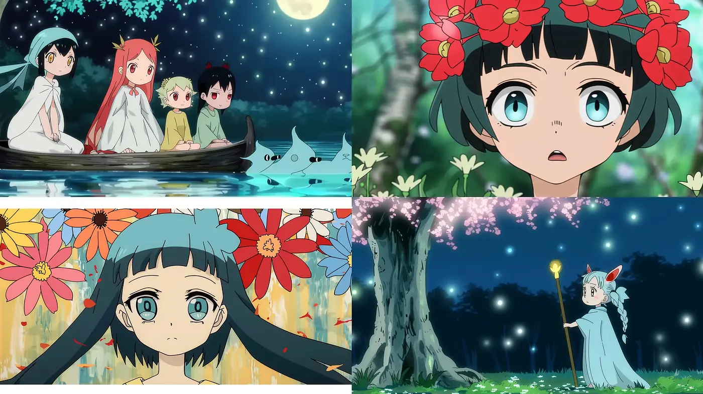 Enchanted Nightscapes in Lush Anime Panorama - Midjourney sref style