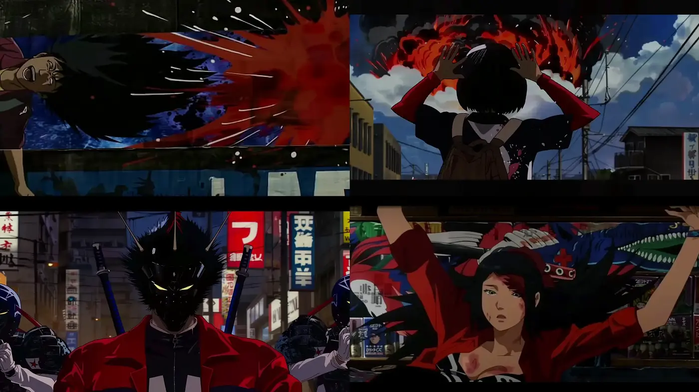 Dynamic Anime-Inspired Action with Expressive Brushwork and Vivid Contrasts - Midjourney sref style
