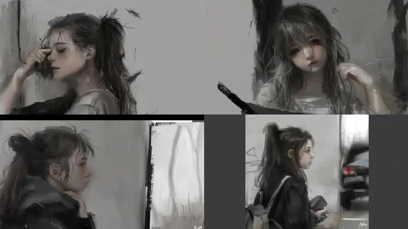 Monochromatic Whispers of Emotion: A Study in Subdued Elegance - Midjourney sref style