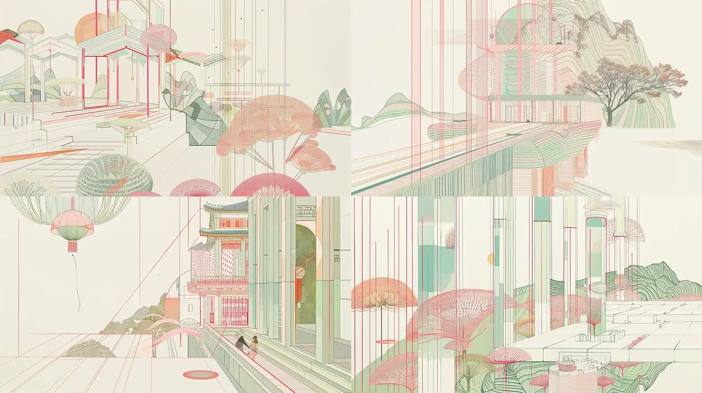 Ethereal Architectural Dreamscapes with Pastel Harmony - Midjourney sref style