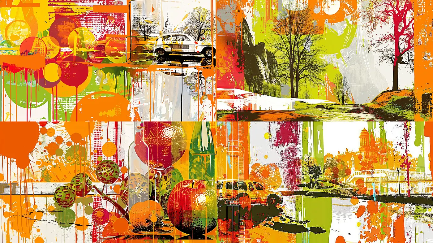 Vibrant Abstract Expressionist Brushwork With a Warm Retro Palette - Midjourney sref style