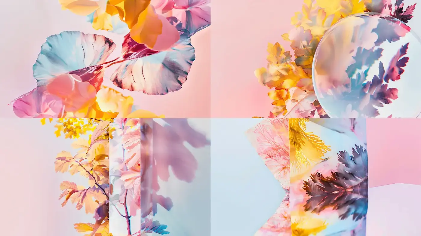 Floral and Abstract Harmony with Soft Tones - Midjourney sref style