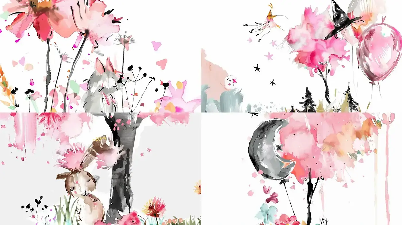 Whimsical Watercolor Illustrations with a Soft Touch - Midjourney sref style