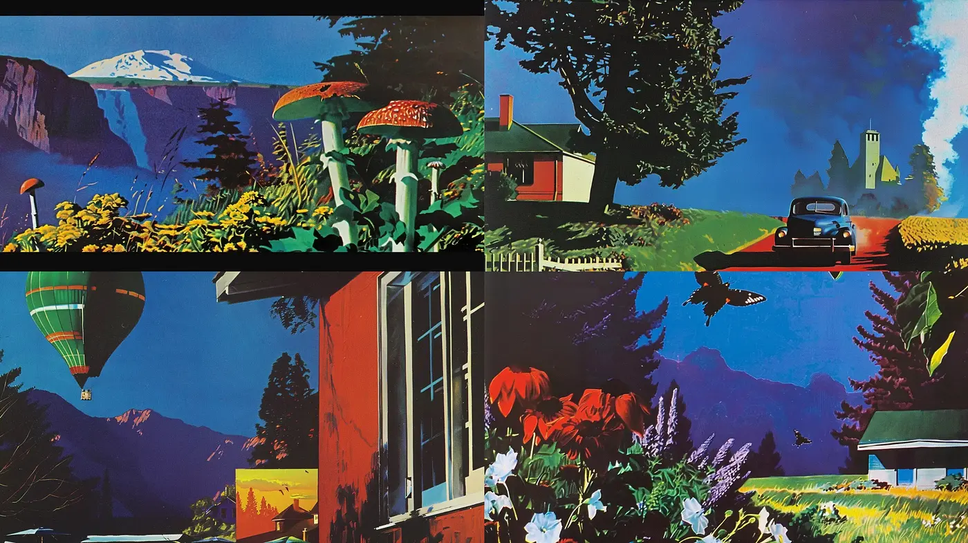 Vibrant Retro-Futurism with Surrealistic Overtones - Midjourney sref style