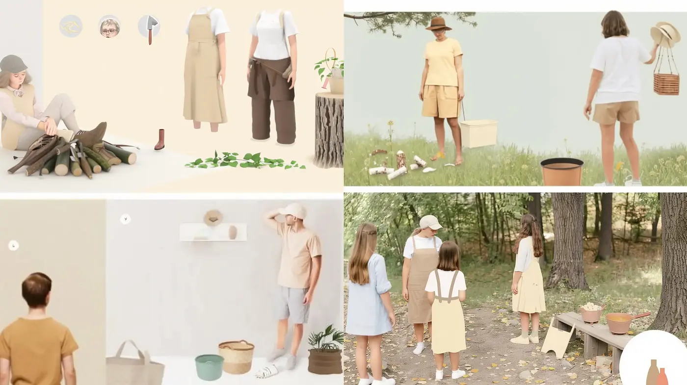 Serene Pastoral Tableaus with a Touch of Modern Minimalism - Midjourney sref style
