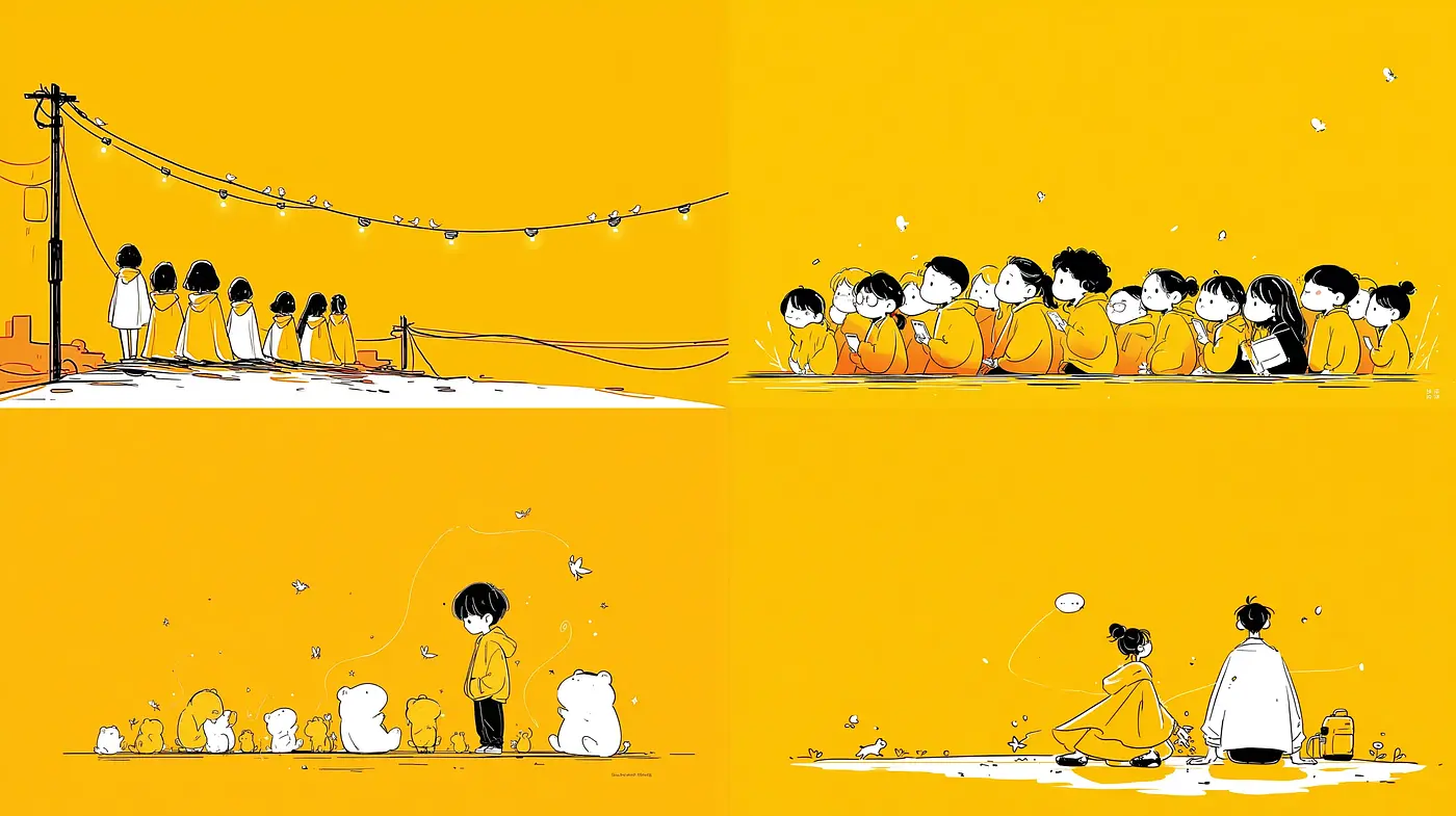 Playful and Whimsical Illustrations with Sunny Yellow Tones - Midjourney sref style