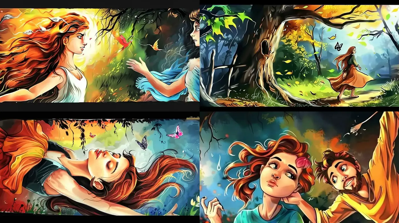 Enchanted Expressive Brushwork with a Vivid Storybook Palette - Midjourney sref style