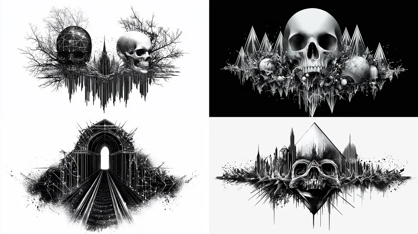 Symphony of Monochromatic Surrealism - Midjourney sref style