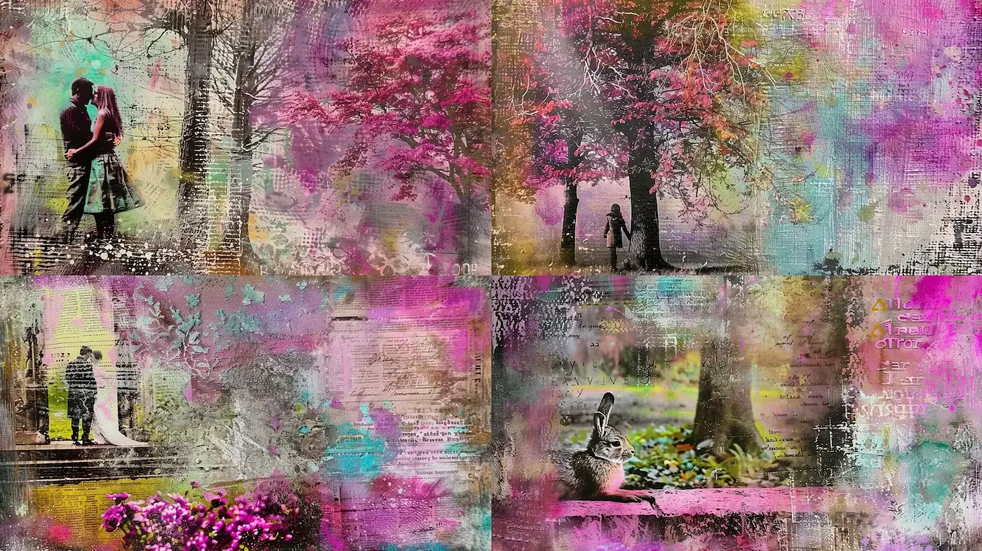 Whimsical and Intimate Nature Portraits with Vibrant Textural Elements - Midjourney sref style